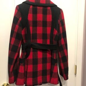 Guess Red and Black Plaid Coat